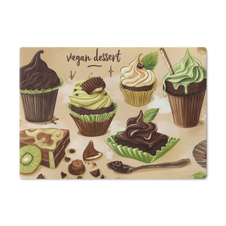 Vegan Desserts Tempered Glass Cutting Board Printify