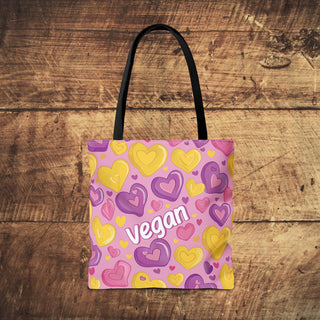 Vegan Hearts Tote Bag Printify