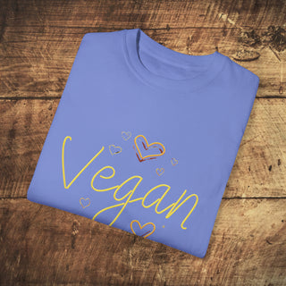 Vegan Hearts Garment-Dyed T-shirt Printify