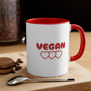 Vegan Hearts Accent  Coffee Mug, 11oz Printify