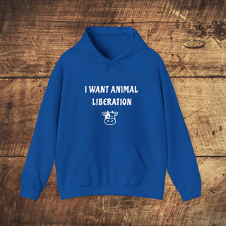 I Want Animal Liberation Heavy Blend™ Hooded Sweatshirt Printify