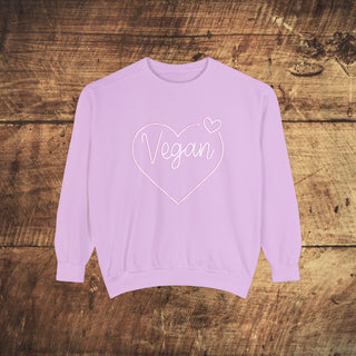 Vegan Heart Garment-Dyed Sweatshirt Printify