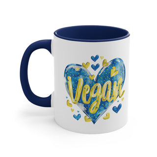 Vegan Hearts Accent Coffee Mug, 11oz Printify