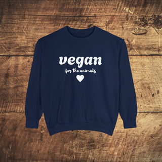 Vegan For The Animals Garment-Dyed Sweatshirt Printify