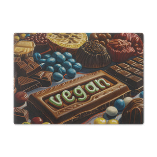 Vegan Chocolate Tempered Glass Cutting Board Printify