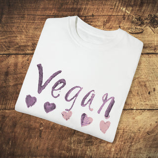 Vegan Hearts Garment-Dyed T-shirt Printify