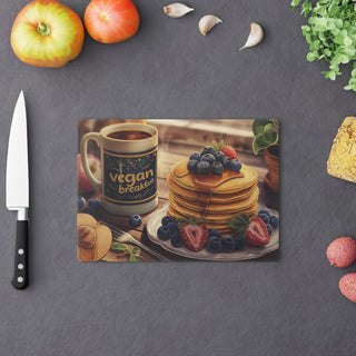 Vegan Breakfast Tempered Glass Cutting Board Printify