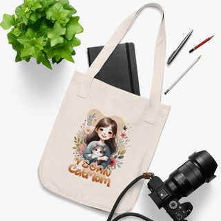 Vegan Cat Mom Organic Canvas Tote Bag