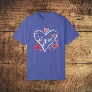 Vegan Hearts Garment-Dyed T-shirt Printify