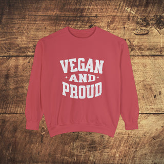 Vegan And Proud Garment-Dyed Sweatshirt Printify