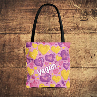 Vegan Hearts Tote Bag Printify