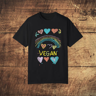 Vegan Hearts Garment-Dyed T-shirt Printify