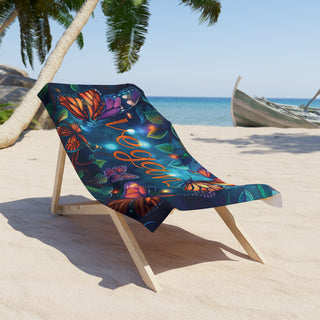 Vegan Butterflies Beach Towel Printify