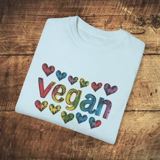 Vegan Hearts Garment-Dyed T-shirt Printify