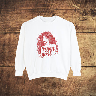 Vegan Girl Garment-Dyed Sweatshirt Printify