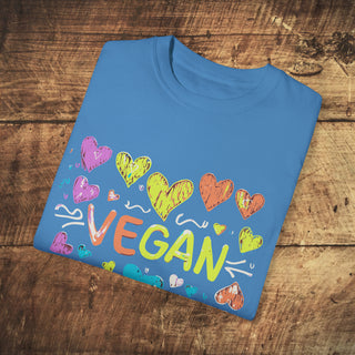 Vegan Hearts Garment-Dyed T-shirt Printify