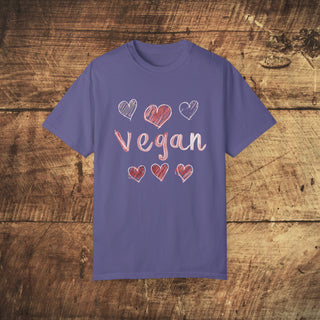 Vegan Hearts Garment-Dyed T-shirt Printify