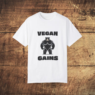 Vegan Gains Garment-Dyed T-shirt Printify