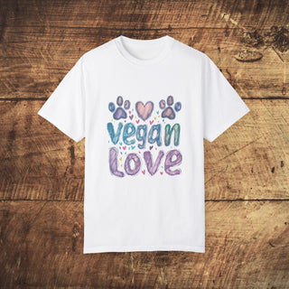 Vegan Love Garment-Dyed T-shirt Printify