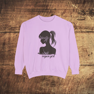 Vegan Girl Garment-Dyed Sweatshirt Printify