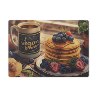 Vegan Breakfast Tempered Glass Cutting Board Printify