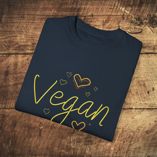 Vegan Hearts Garment-Dyed T-shirt Printify