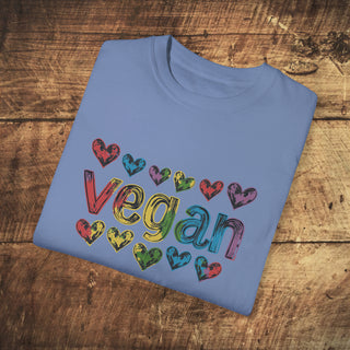 Vegan Hearts Garment-Dyed T-shirt Printify