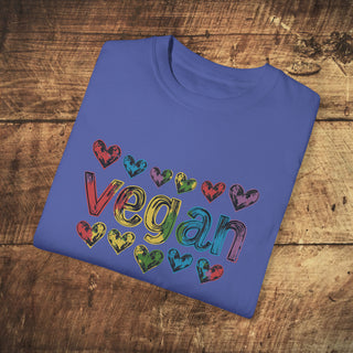 Vegan Hearts Garment-Dyed T-shirt Printify