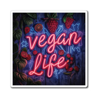 Neon Vegan Life Magnet Printify