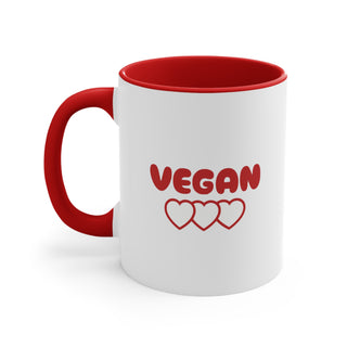 Vegan Hearts Accent  Coffee Mug, 11oz Printify