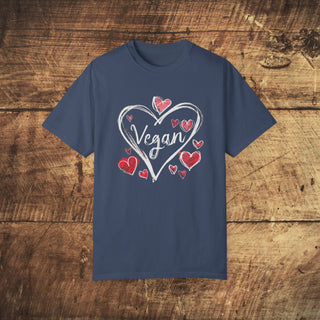 Vegan Hearts Garment-Dyed T-shirt Printify