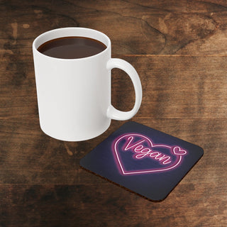 Vegan Hearts Cork Back Coaster Printify