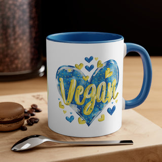 Vegan Hearts Accent Coffee Mug, 11oz Printify