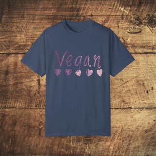 Vegan Hearts Garment-Dyed T-shirt Printify