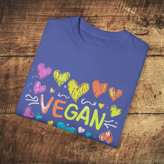 Vegan Hearts Garment-Dyed T-shirt Printify