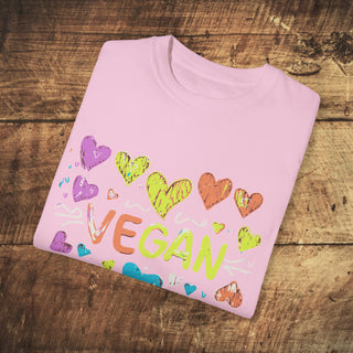 Vegan Hearts Garment-Dyed T-shirt Printify