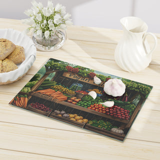 Vegan Village Tempered Glass Cutting Board Printify