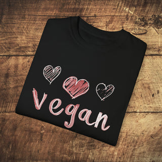 Vegan Hearts Garment-Dyed T-shirt Printify