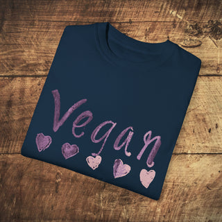 Vegan Hearts Garment-Dyed T-shirt Printify