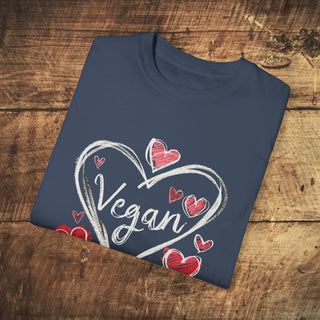 Vegan Hearts Garment-Dyed T-shirt Printify