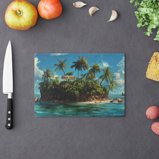 Vegan Island Tempered Glass Cutting Board Printify