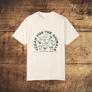 Vegan For The Animals Garment-Dyed T-shirt Printify