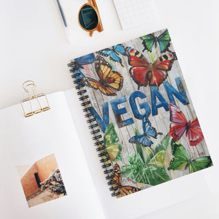 Vegan Butterflies Spiral Notebook - Ruled Line Printify