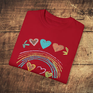 Vegan Hearts Garment-Dyed T-shirt Printify