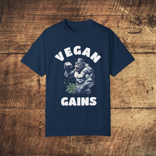 Vegan Gains Garment-Dyed T-shirt Printify