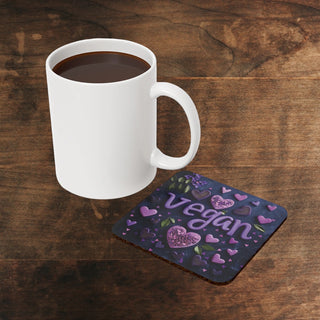 Vegan Hearts Cork Back Coaster Printify