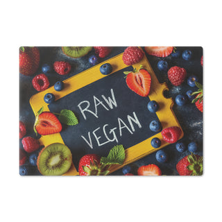 Raw Vegan Tempered Glass Cutting Board Printify