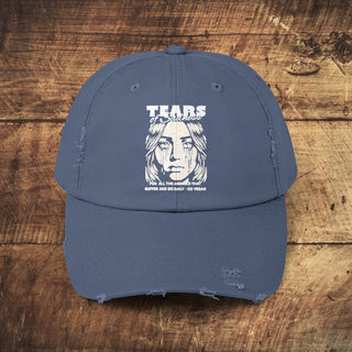 Tears of Sadness Unisex Distressed Cap Printify