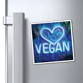 Neon Vegan Heart Magnet Printify