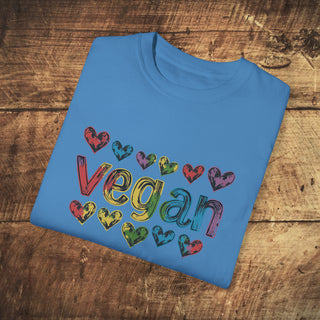 Vegan Hearts Garment-Dyed T-shirt Printify